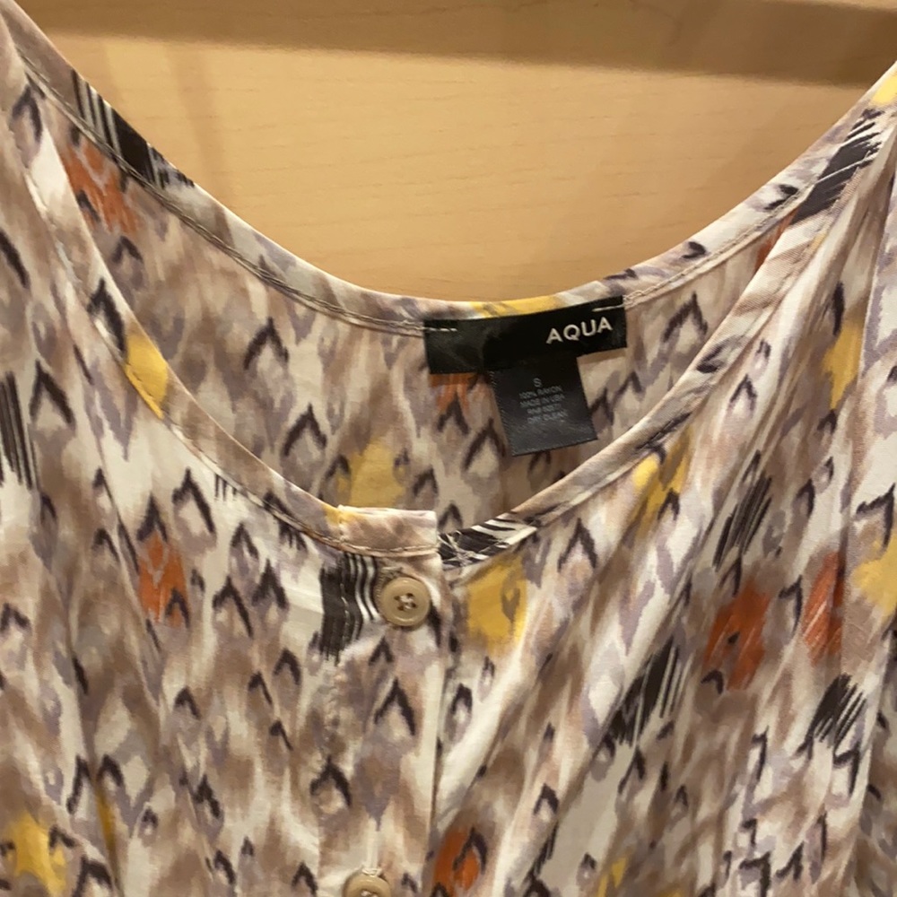 Aqua tie front tank blouse